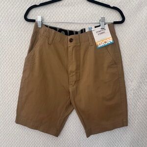 IRON Tan Flat Front Shorts